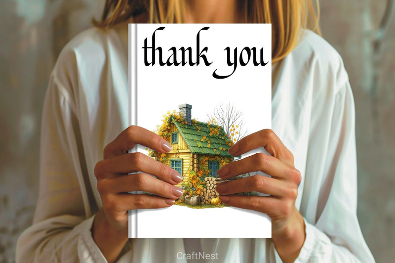 Yellow Green Autumn Village House Clipart Bundle - CraftNest - Digital Crafting and Art