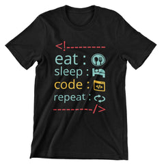 Eat Sleep Code Repeat T-Shirt - CraftNest - Digital Crafting and Art
