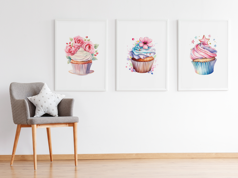 Flower Cupcakes Clipart - CraftNest