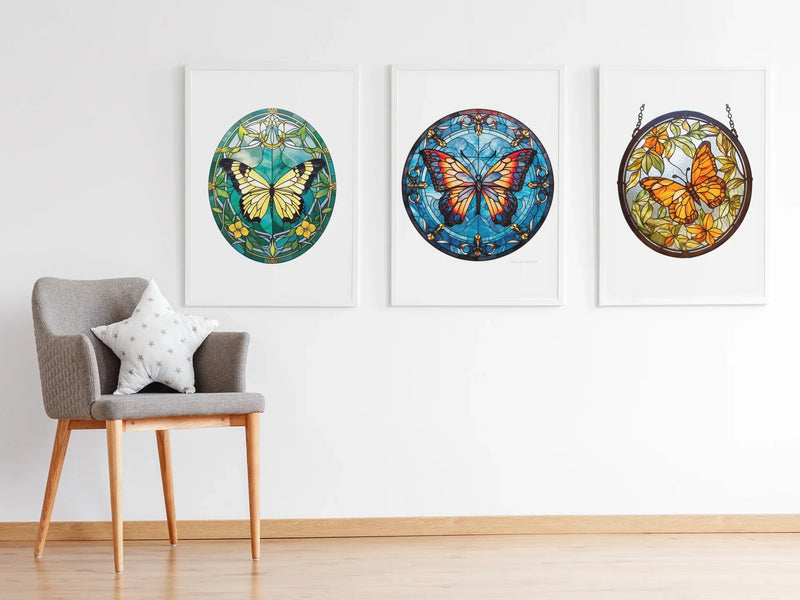 Stained Glass Butterflies Clipart - CraftNest