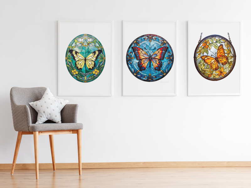 Stained Glass Butterflies Clipart - CraftNest