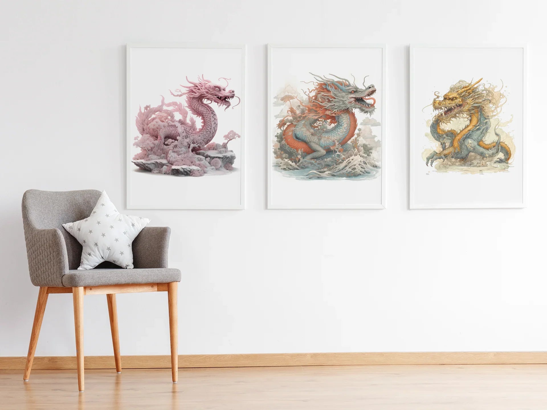 Japanese Art Style Dragons Clipart - CraftNest