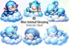 Pastel Blue Baby Animals Clipart Bundle