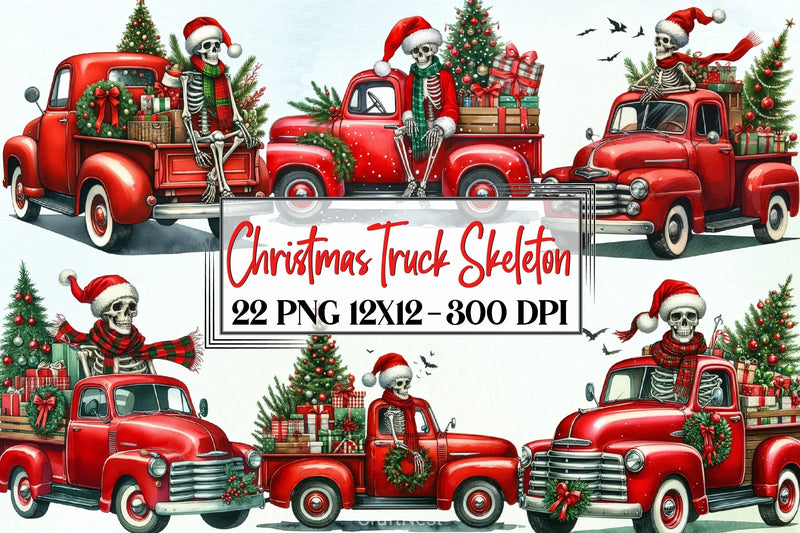 Christmas Truck Skeleton Clipart Bundle - CraftNest - Digital Crafting and Art