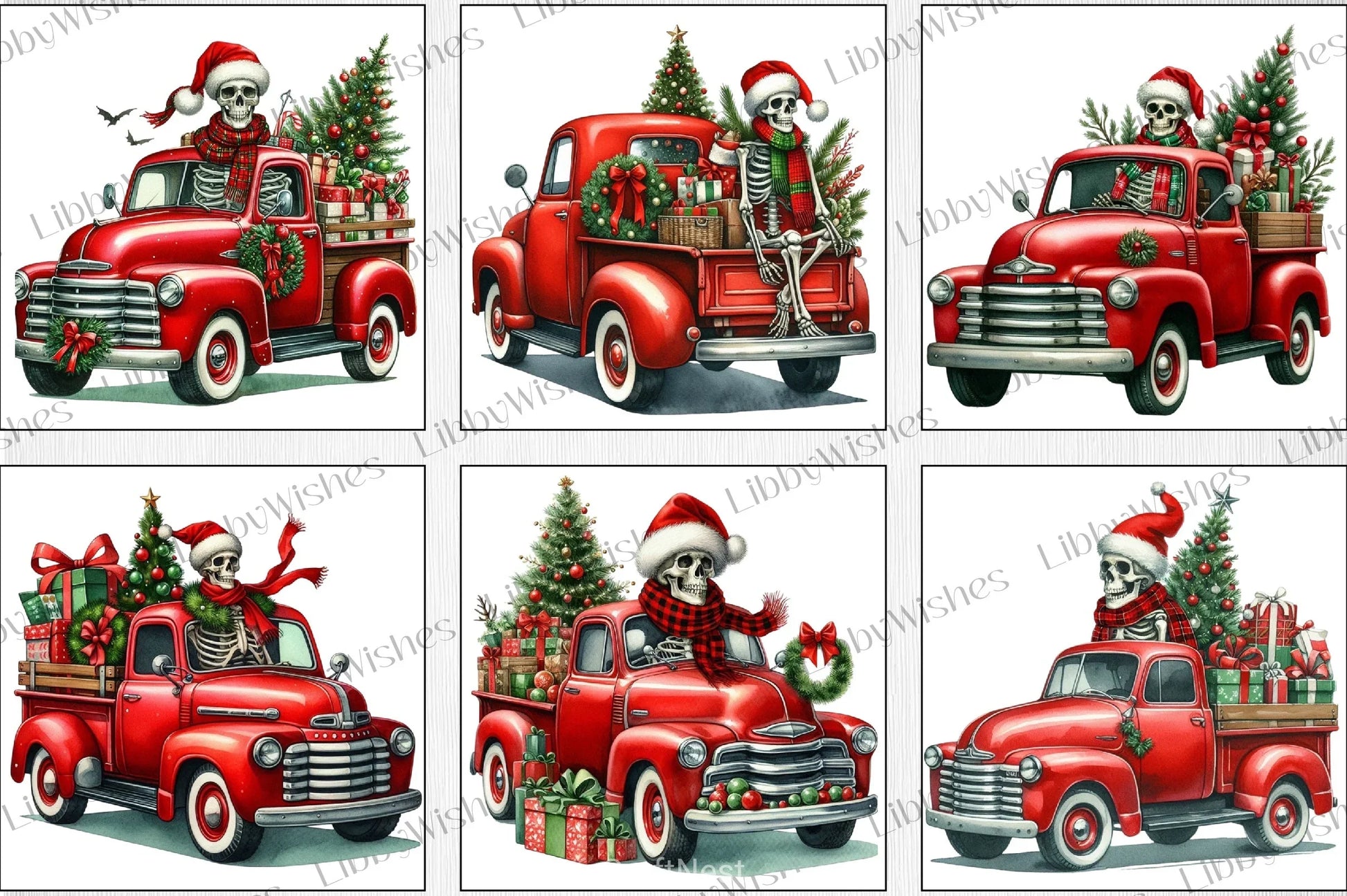 Christmas Truck Skeleton Clipart Bundle - CraftNest - Digital Crafting and Art