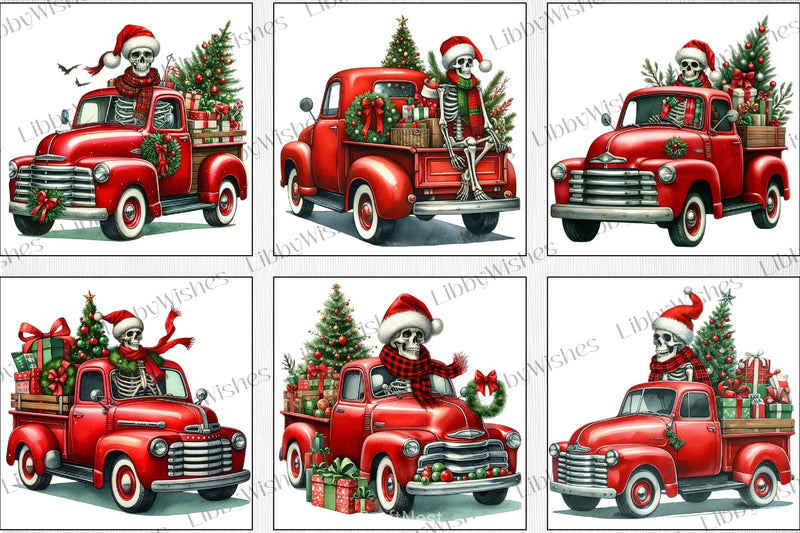 Christmas Truck Skeleton Clipart Bundle - CraftNest - Digital Crafting and Art