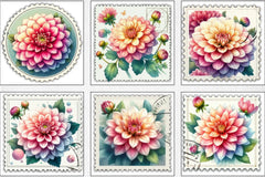 Vintage Chrysanthemums Stamps Clipart Bundle - CraftNest - Digital Crafting and Art
