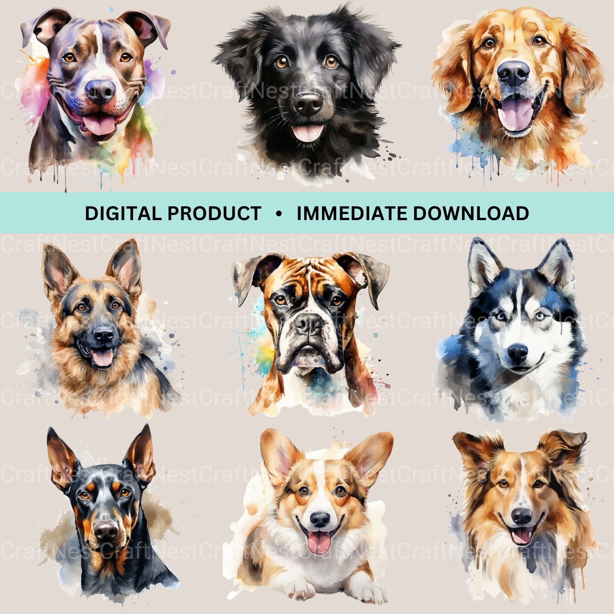 Dog Breeds Clipart Bundle