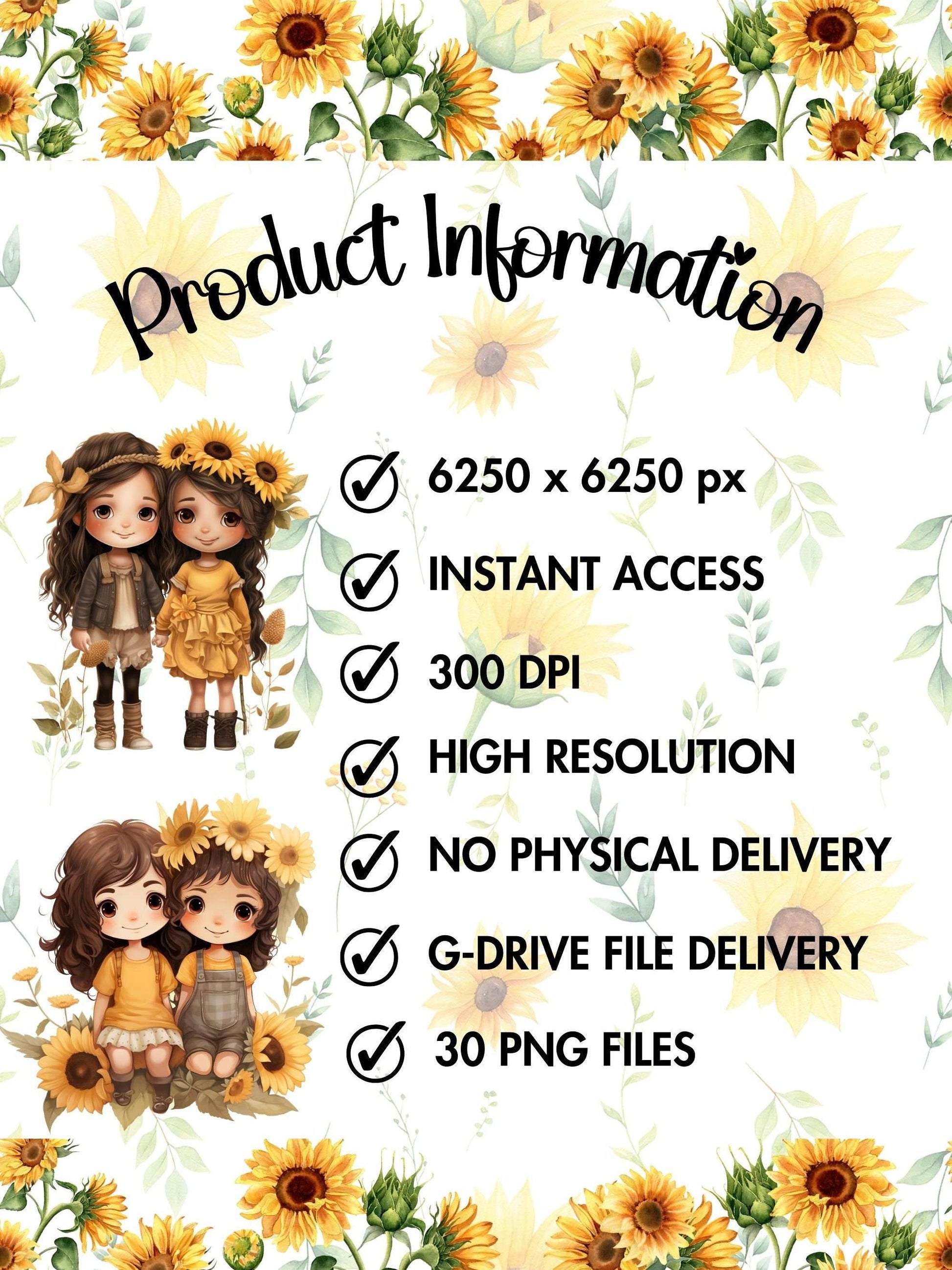 Best Friends Sunflower Flowers Clipart - CraftNest - Digital Crafting and Art