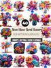 Neon Flowers Clipart