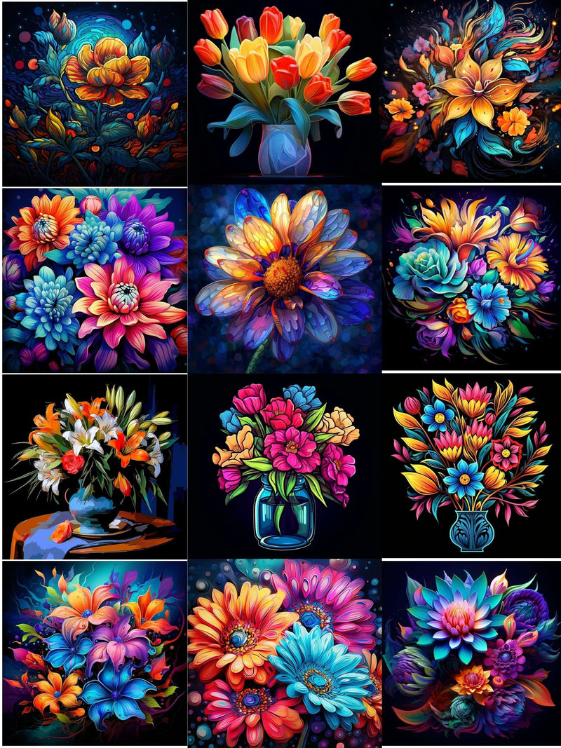 Neon Flowers Clipart - CraftNest - Digital Crafting and Art