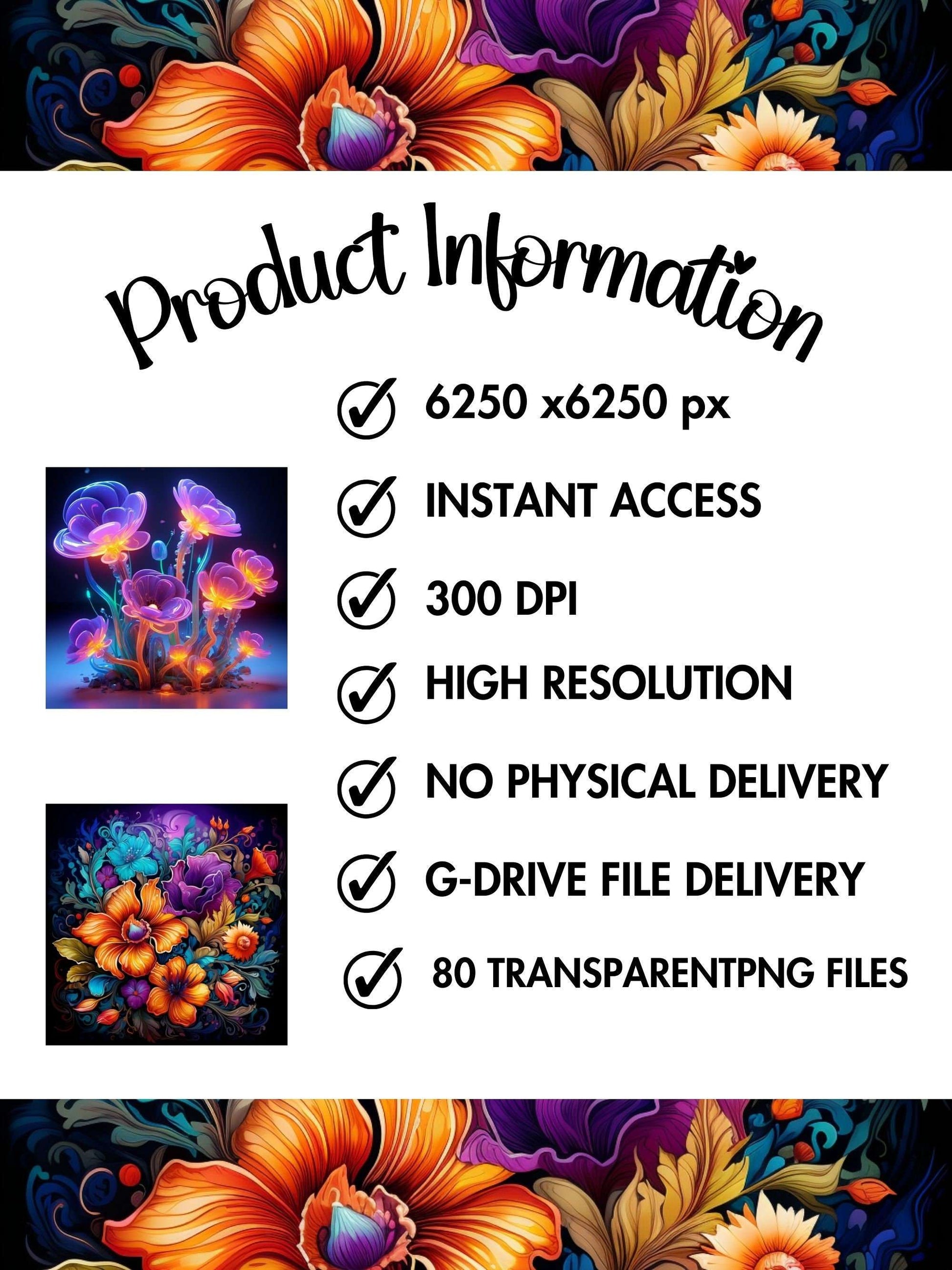Neon Flowers Clipart - CraftNest - Digital Crafting and Art