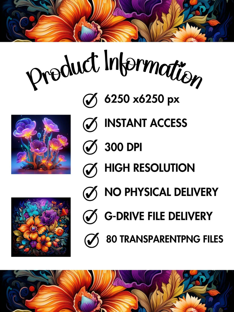 Neon Flowers Clipart - CraftNest - Digital Crafting and Art
