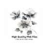 Monochrome Floral Arrangement Clipart Bundle