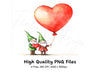 Cute Gnomes with Heart Balloons Clipart Bundle