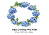 Blue Hydrangea Wreaths Clipart Bundle