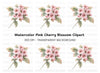 Pink Cherry Blossom Branch Clipart Bundle
