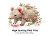 Cute Armadillo Floral Clipart Bundle