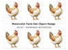 Brown Hen Farm Animal Clipart Bundle