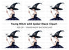 Mystical Witch with Spider Wand Clipart Bundle
