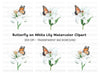White Lily and Butterfly Clipart Bundle