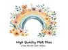 Boho Rainbow Floral Clipart Bundle