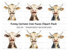 Funny Cartoon Cow Faces Clipart Bundle