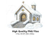 White Winter Chapels Clipart Bundle