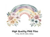 Pastel Floral Rainbow Clipart Bundle