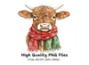Festive Highland Cow Clipart Bundle