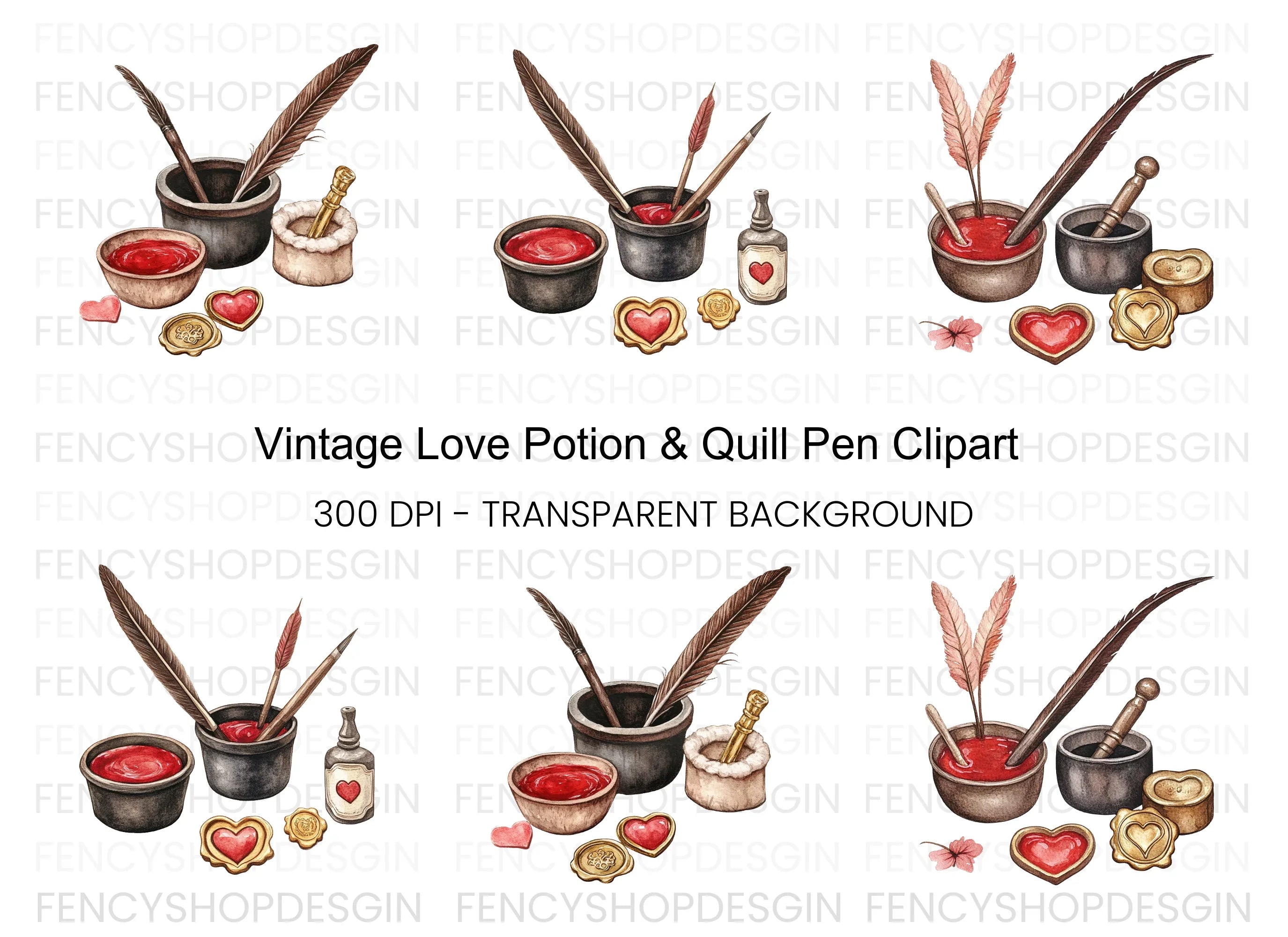 Vintage Love Letter Writing Clipart Bundle