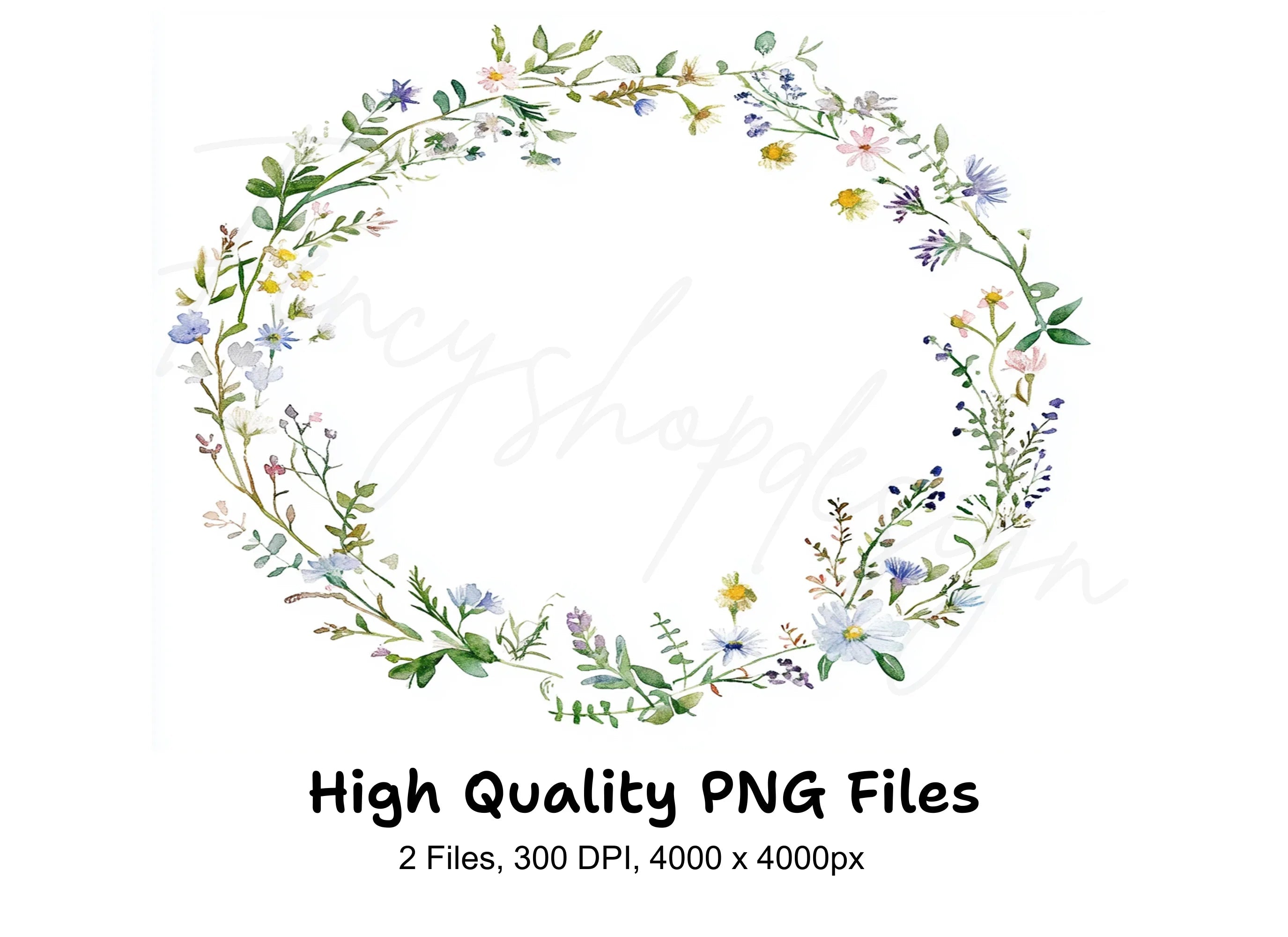 Delicate Wildflower Wreaths Clipart Bundle