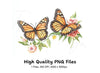 Monarch Butterflies and Pink Flowers Clipart Bundle