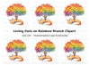 Sleeping Fox Under Rainbow Tree Clipart Bundle