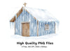 Snowy Rustic Cabins and Churches Clipart Bundle