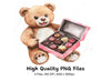 Teddy Bear with Box of Chocolates Clipart Bundle
