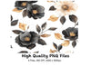 Black Gold Floral Clipart Bundle
