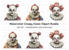 Creepy Clown Faces Clipart Bundle