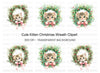 Cute Kitten Christmas Wreath Clipart Bundle