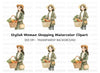 Girls with Baskets of Fresh Produce Clipart Bundle