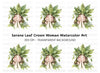 Nature Embrace Green Leaf Girl Clipart Bundle