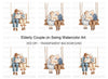 Elderly Couple on Swing Clipart Bundle