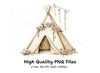 Boho Floral Teepee Clipart Bundle