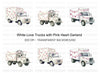 White Valentine Trucks with Heart Garlands Clipart Bundle