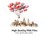 Heart Balloons Cityscape Clipart Bundle