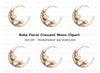 Floral Crescent Moon Clipart Bundle