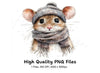 Cute Winter Mouse Clipart Bundle