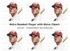 Vintage Baseball Player Clipart Bundle