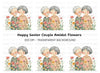 Cute Elderly Couple in Flower Garden Clipart Bundle
