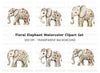 Floral Elephant Clipart Bundle